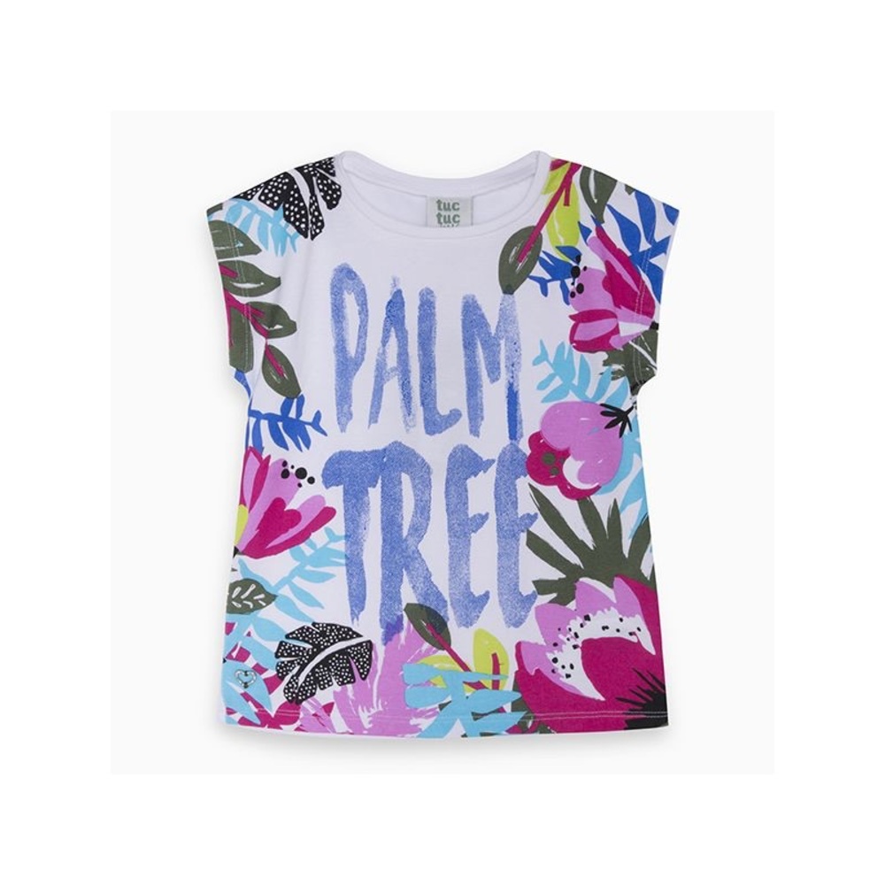 Blue and Pink Tropical Short Sleeve Tee